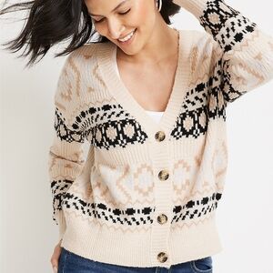 Maurices Cropped Geo Print Cardigan Size XL